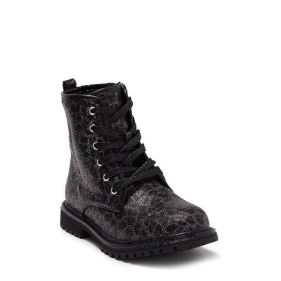 Dolce Vita DV Girls Combat Boots sz 3 Leopard Print Sparkle NEW # bag 25-LL - Picture 1 of 8